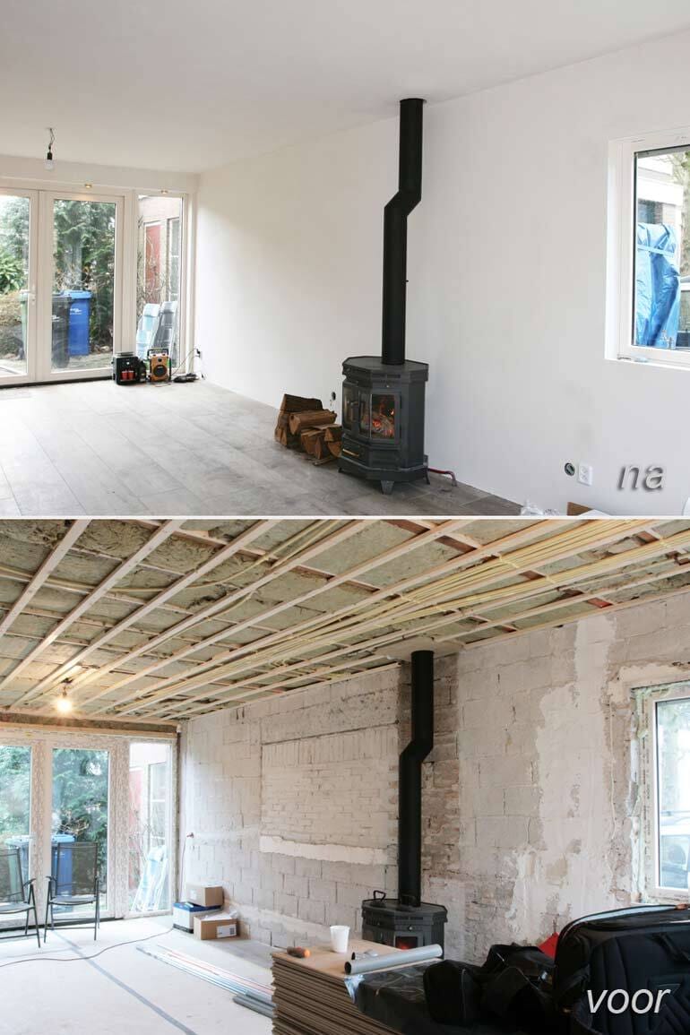 Voor en na foto woonkamer verbouwing